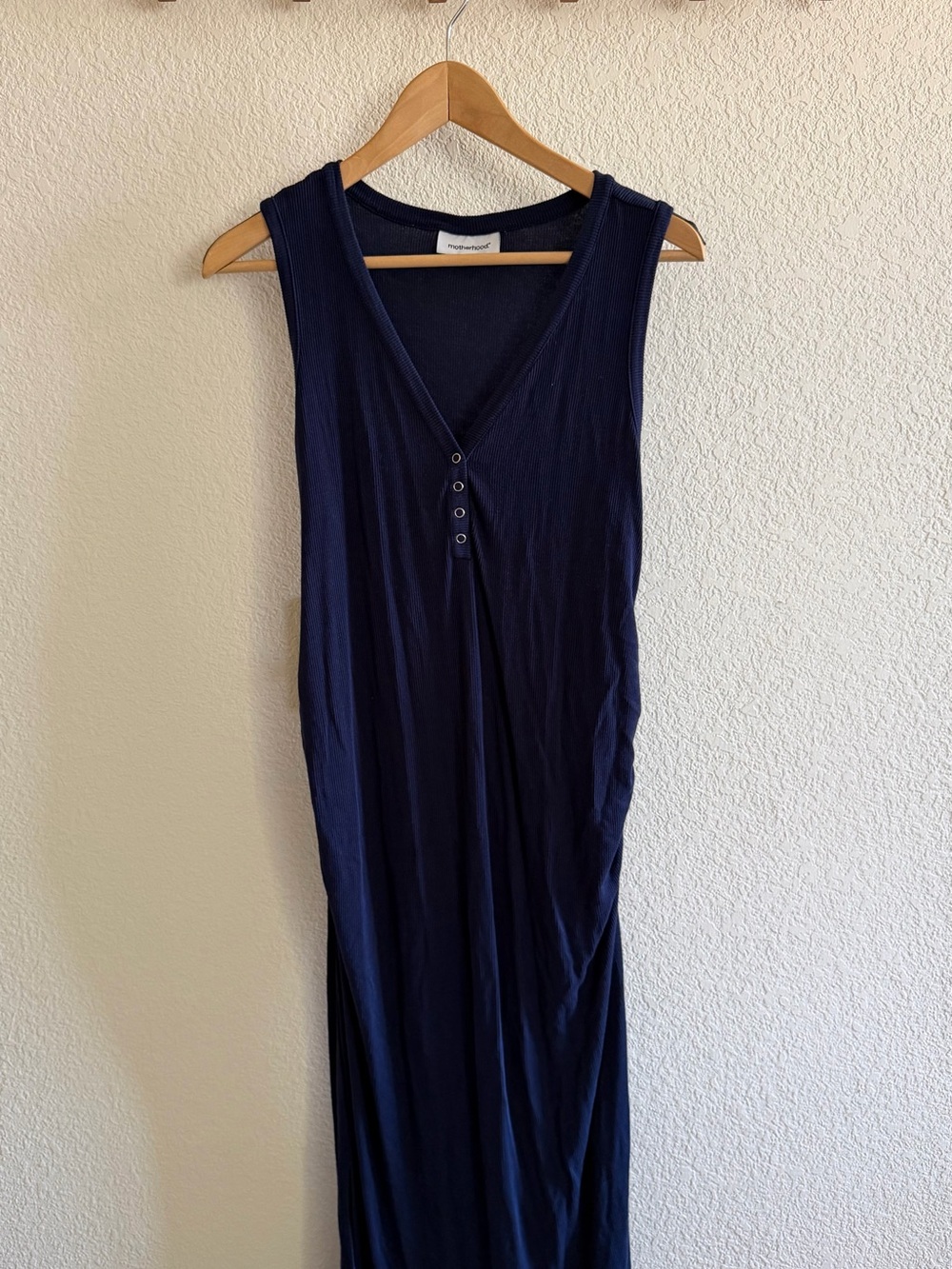 Motherhood Maternity Navy Sleeveless V-Neck Maxi Dress with Front Button Detail